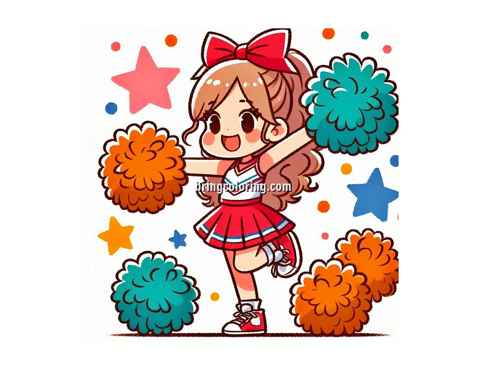 image of cheerleader coloring