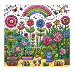 image of flower garden coloring