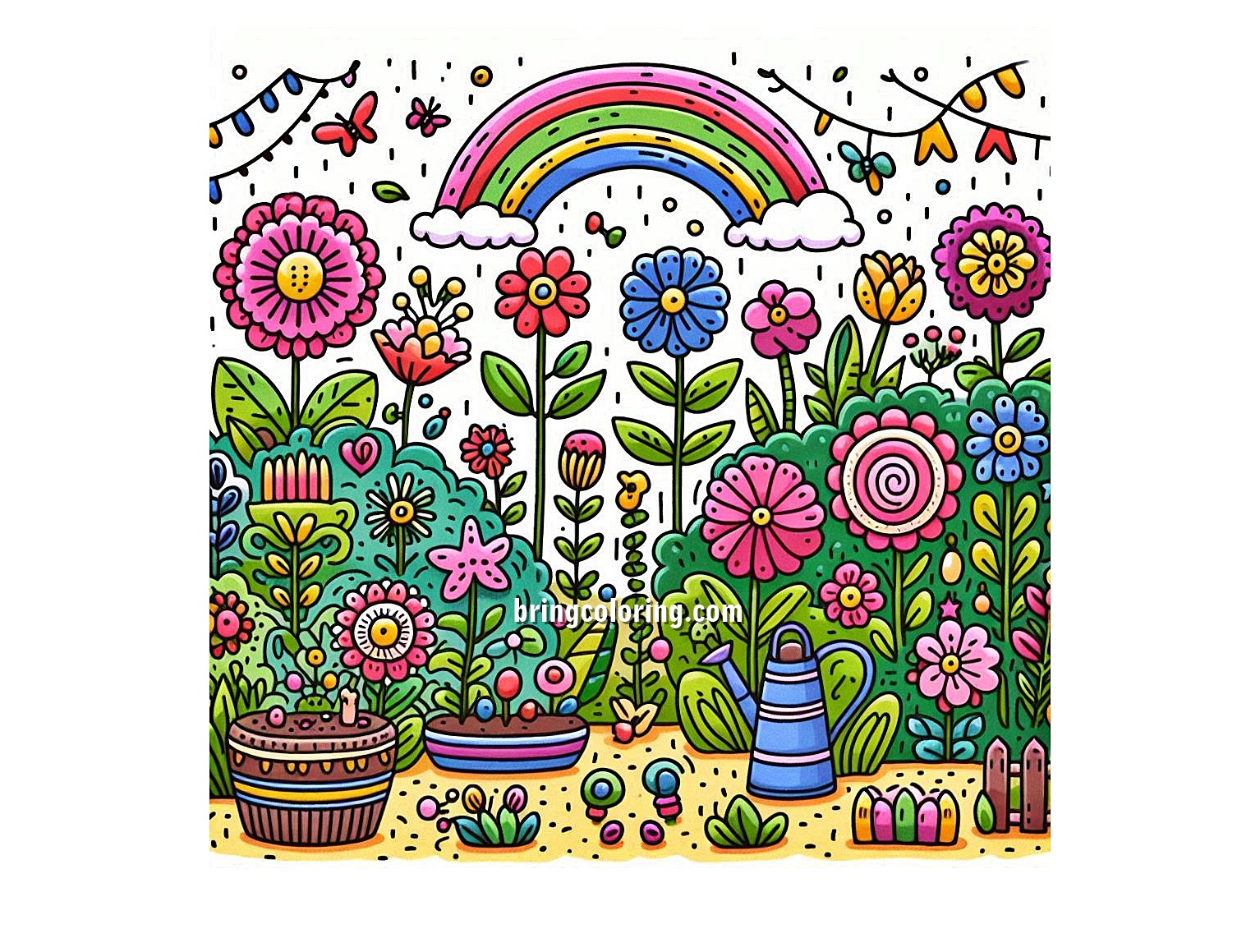 Welcome to our Flower Garden Coloring Pages for Kids 3 image of flower garden coloring