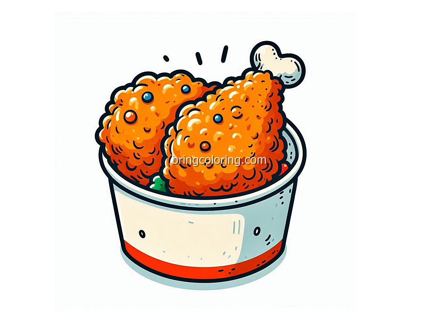 Delicious Fried Chicken Coloring Pages 1 image of fried chicken coloring