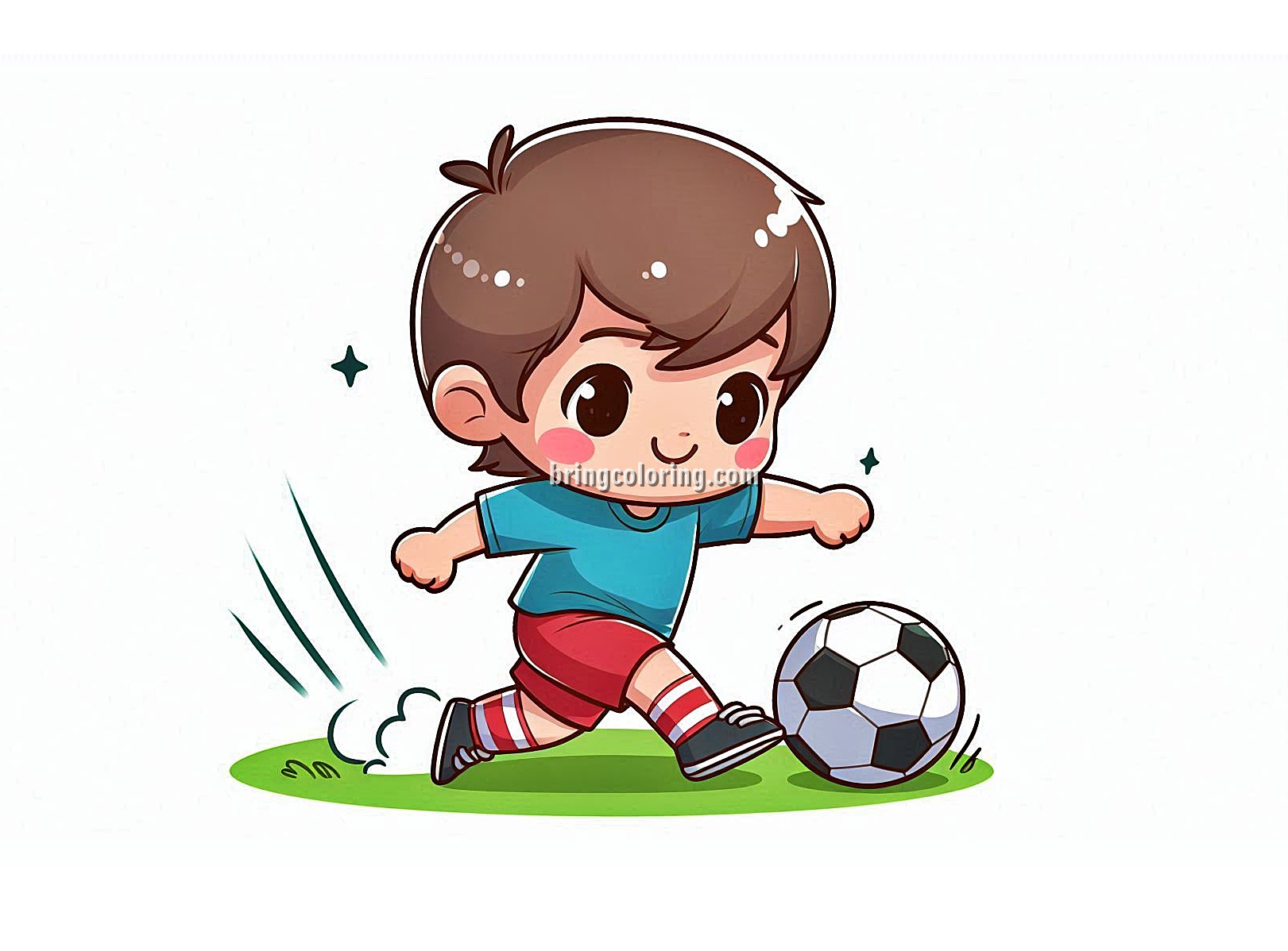 image of kids play soccer coloring