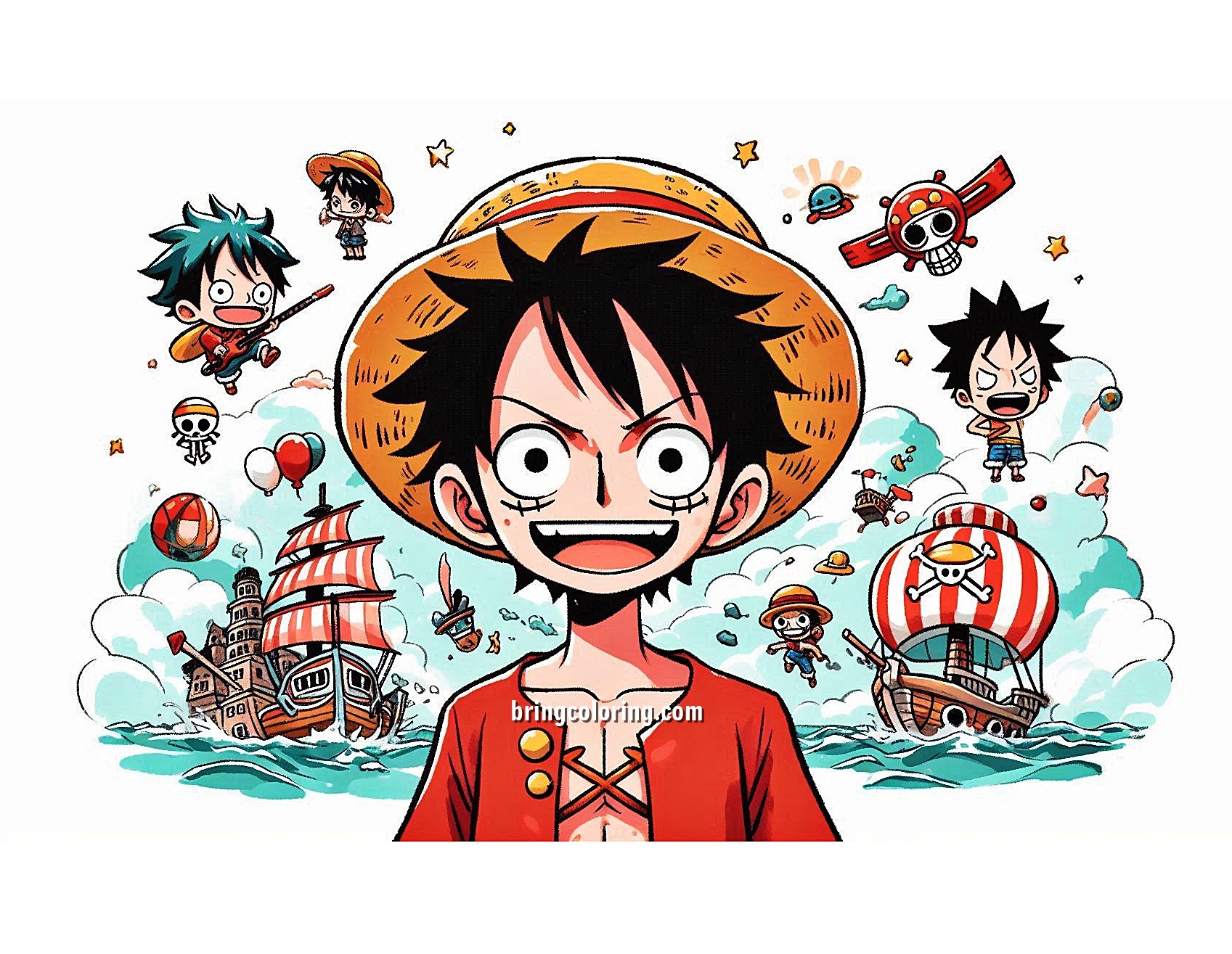 image of monkey d luffy one piece coloring