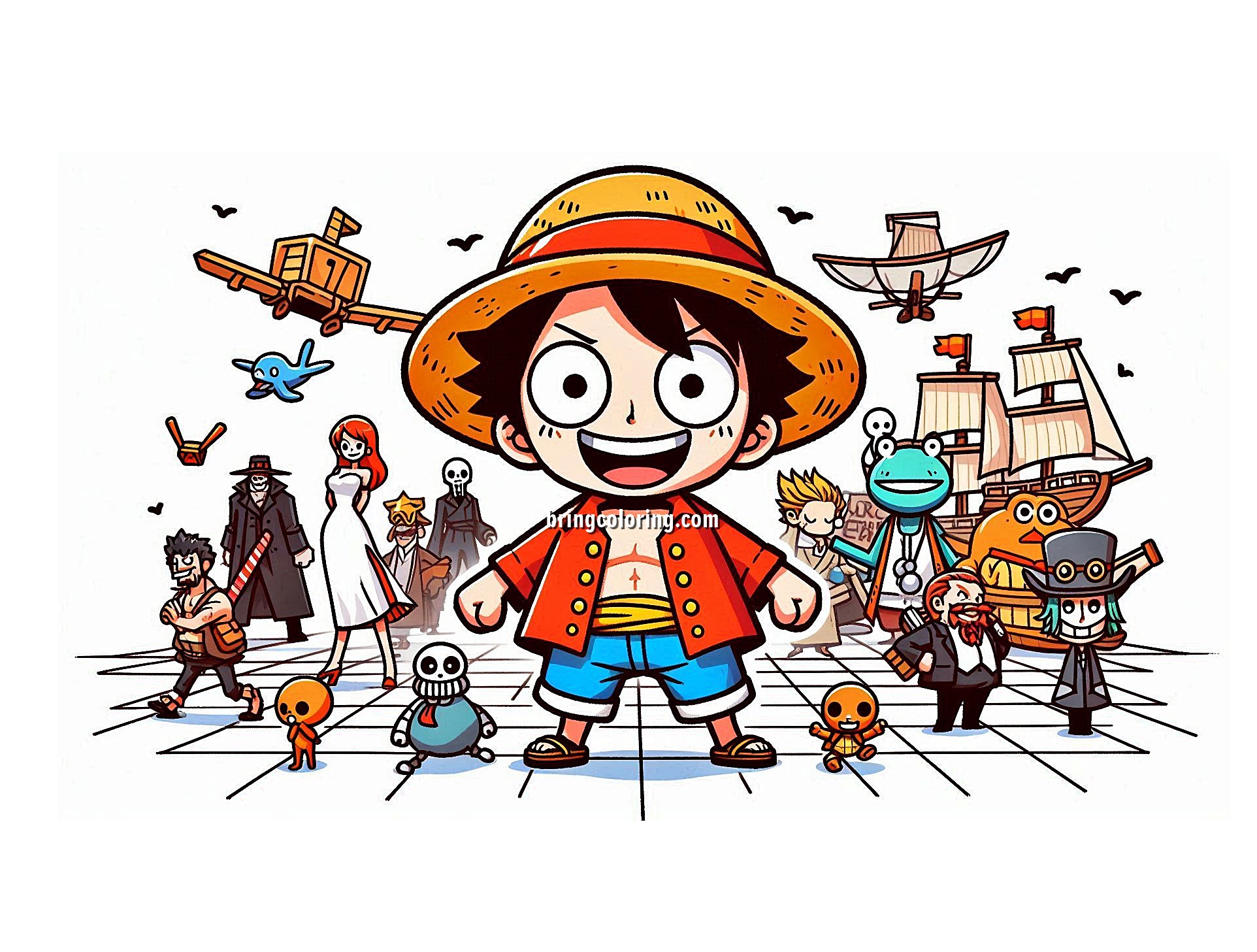 image of one piece cartoon movie coloring