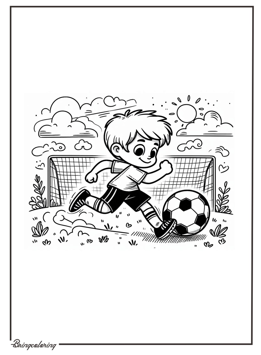 kids play soccer coloring for kids