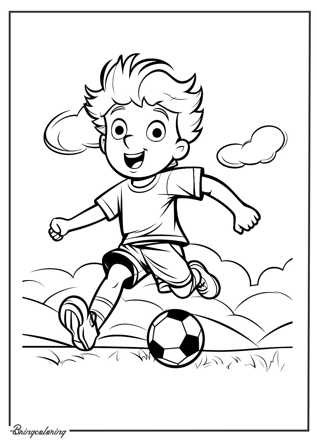 kids play soccer coloring online pages for kids