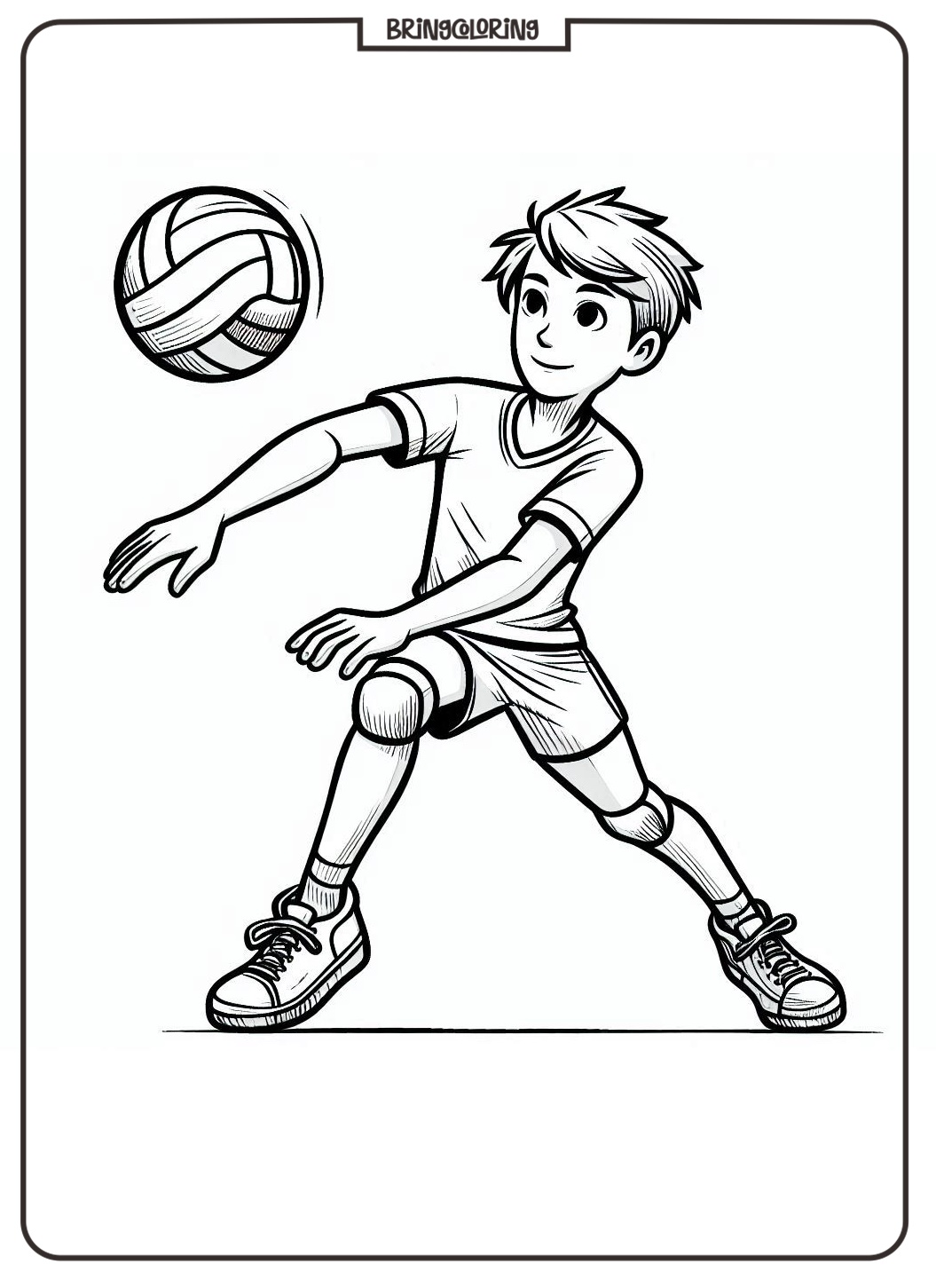 kids play volley ball coloring online page