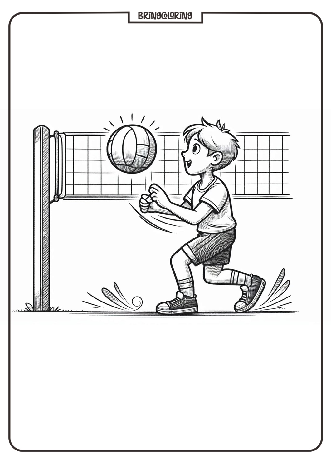 kids play volley ball coloring online pages for kids