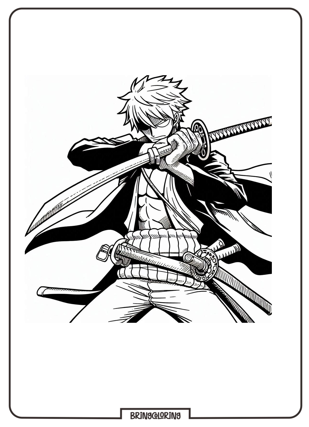 roronoa zoro one piece coloring pages