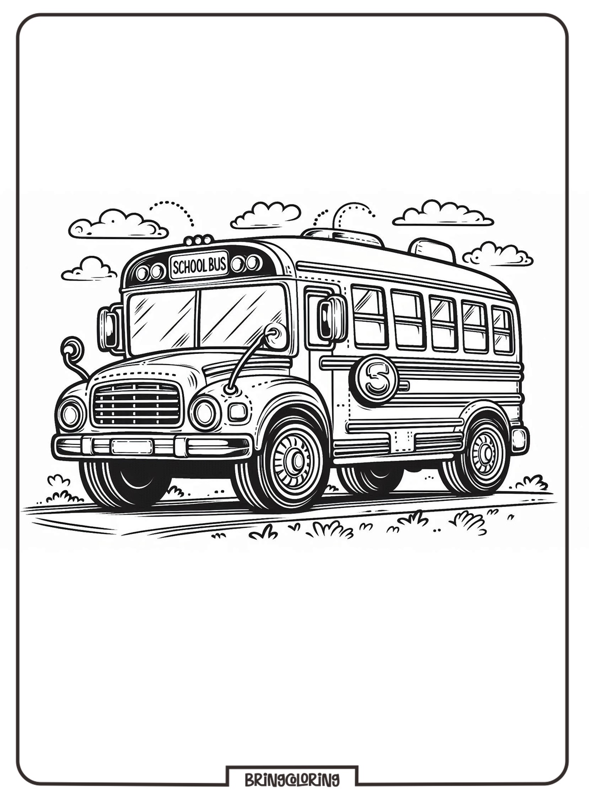 school bus car coloring online pages for kids