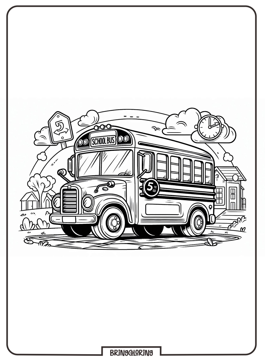 school bus coloring online page for kid