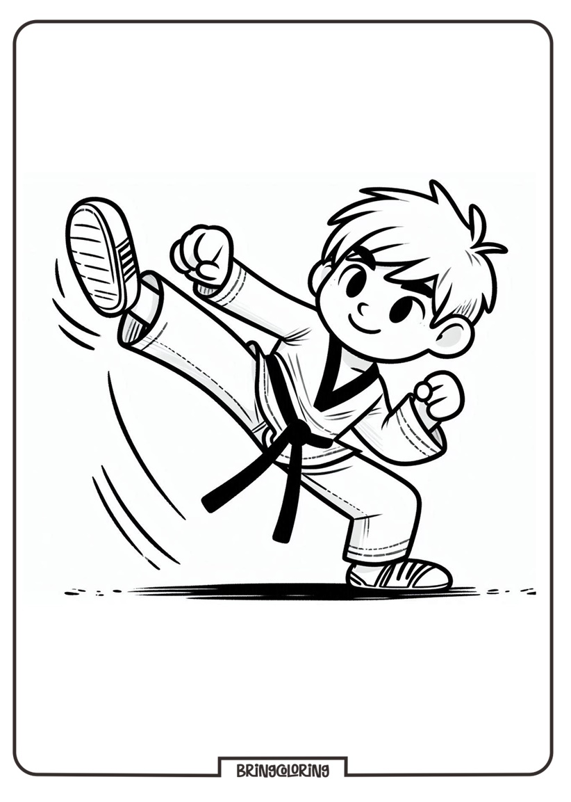 taekwondo coloring online page for kids