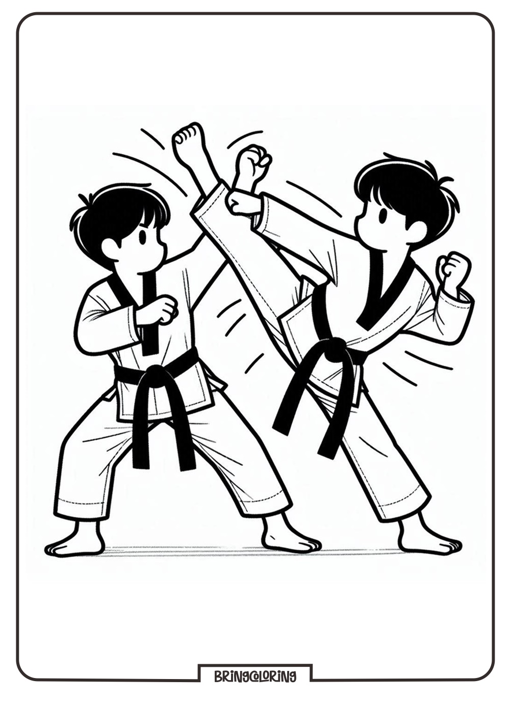 taekwondo coloring online pages for kids