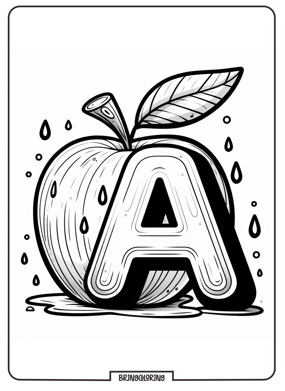 Alphabet Letter A with Apple Coloring Pages 1 Alphabet Letter A with Apple Coloring Page for Kids