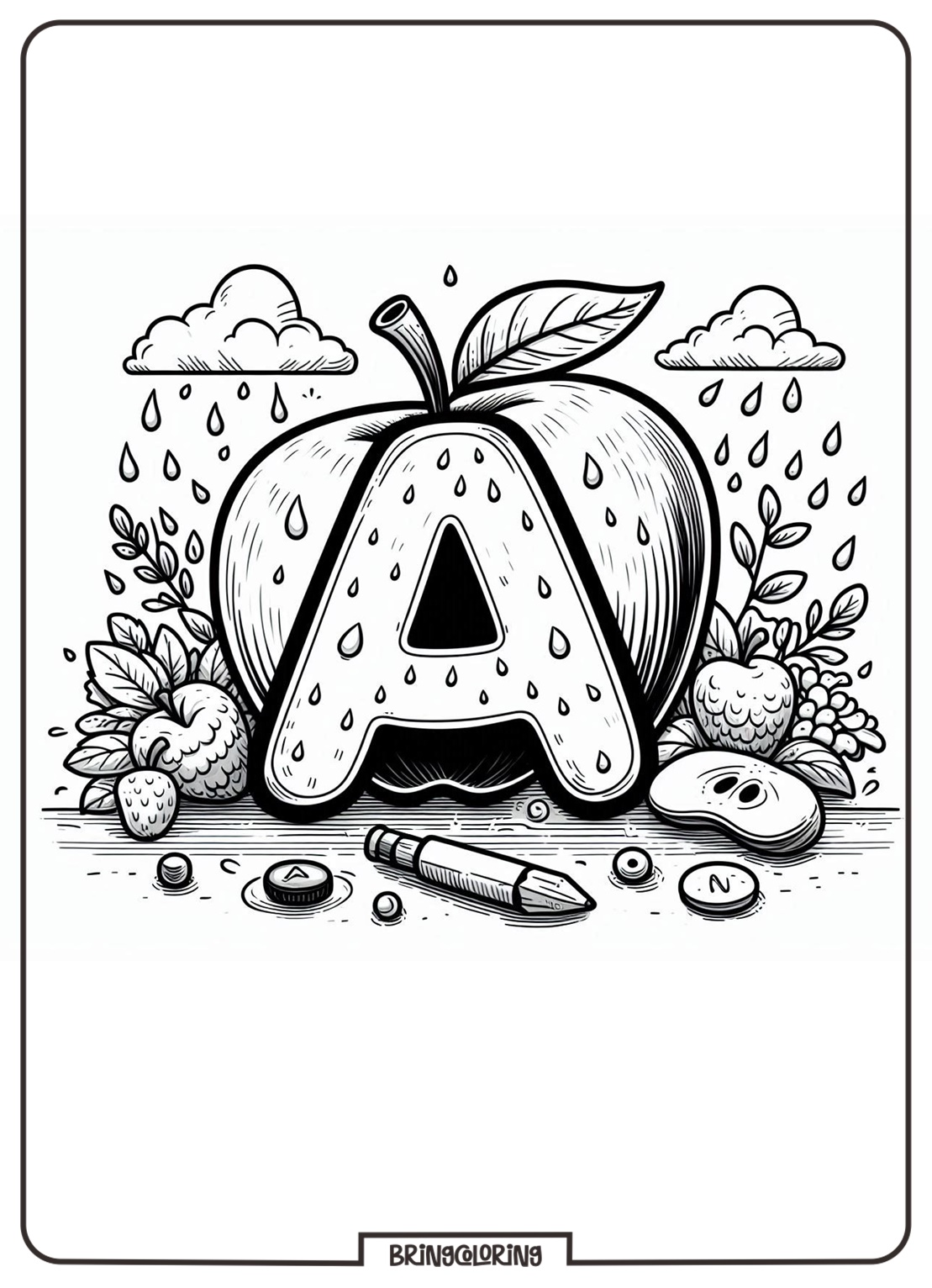 Alphabet Letter A with Apple Coloring Pages 3 Alphabet Letter A with Apple Coloring Pages for Kids
