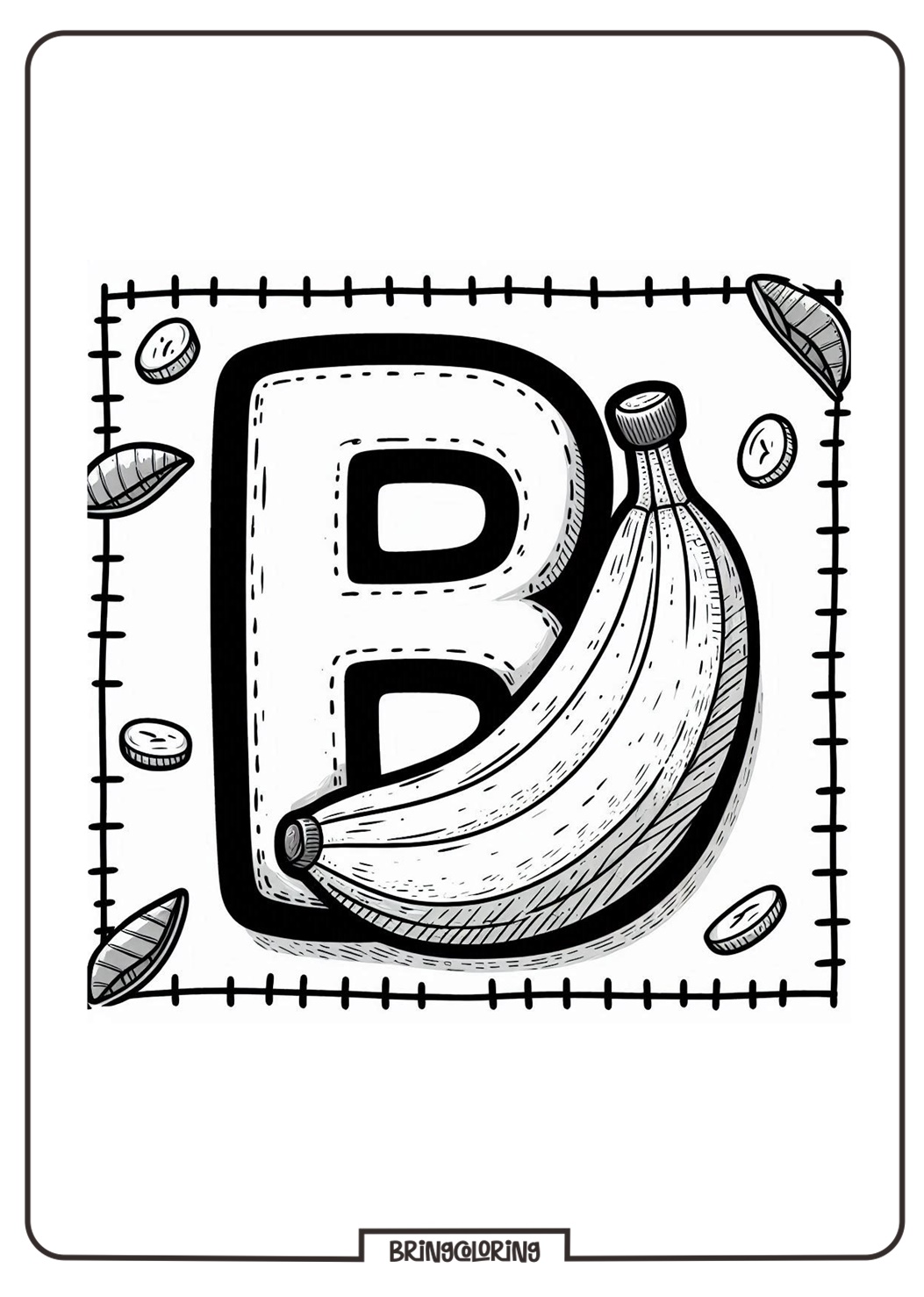 Alphabet Letter B with Banana Coloring Pages 1 Alphabet Letter B with Banana Coloring Page bringcoloring.com