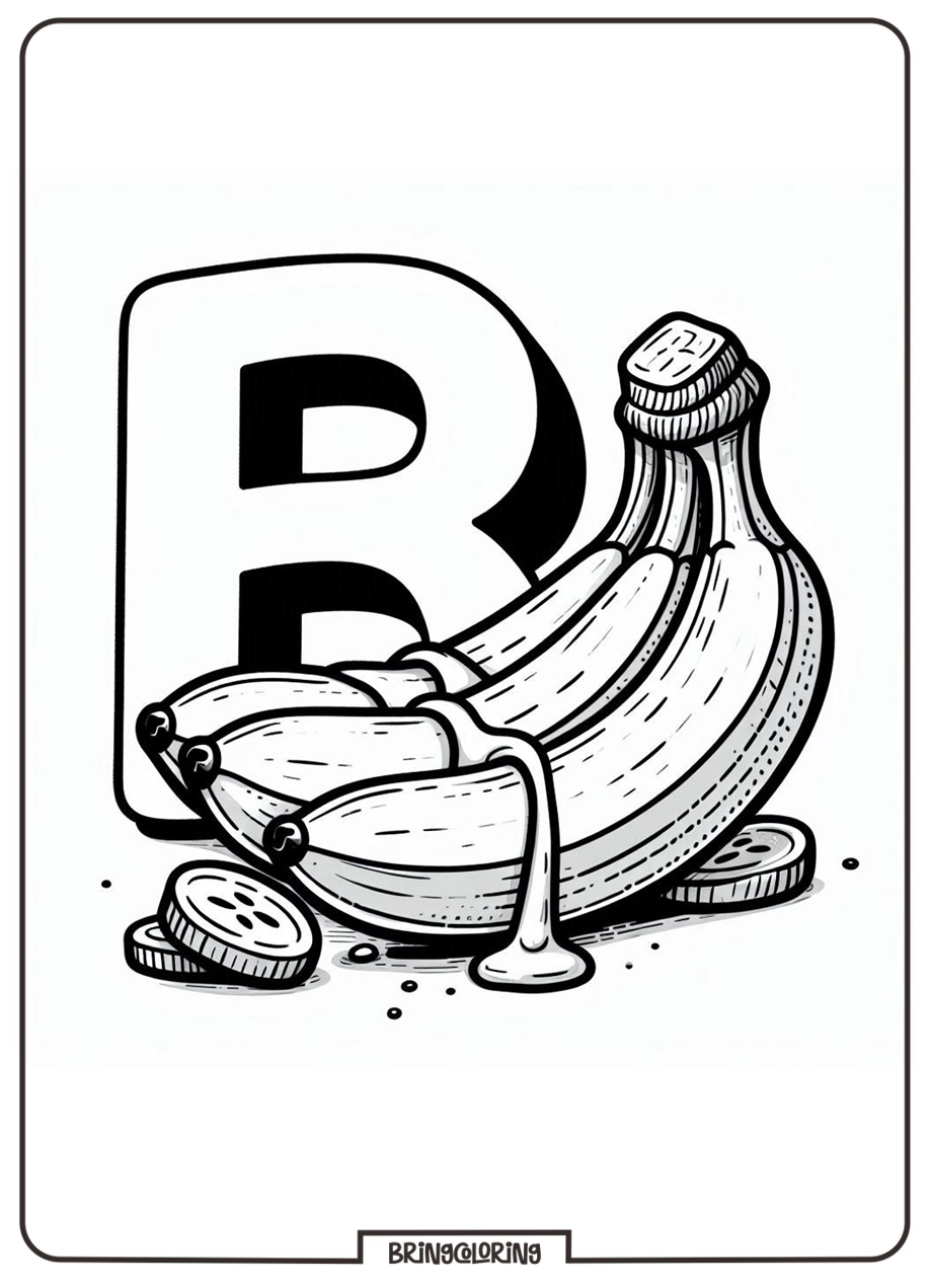 Alphabet Letter B with Banana Coloring Pages 2 Alphabet Letter B with Banana Coloring Pages bringcoloring.com