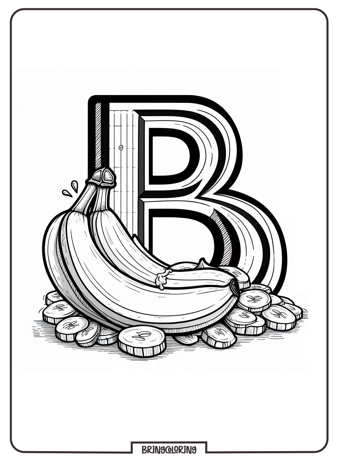 Alphabet Letter B with Banana Coloring Pages 3 Alphabet Letter B with Banana Coloring Pages for Kid