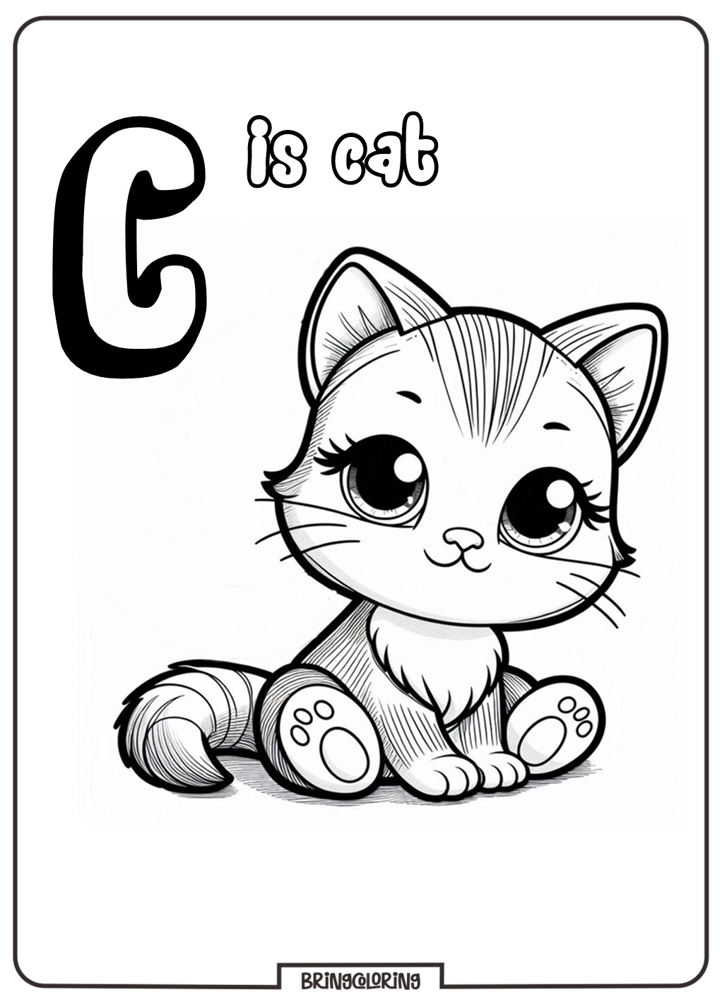 Alphabet Letter C with Cat Coloring Pages 2 Alphabet Letter C with Cat Coloring Page bringcoloring
