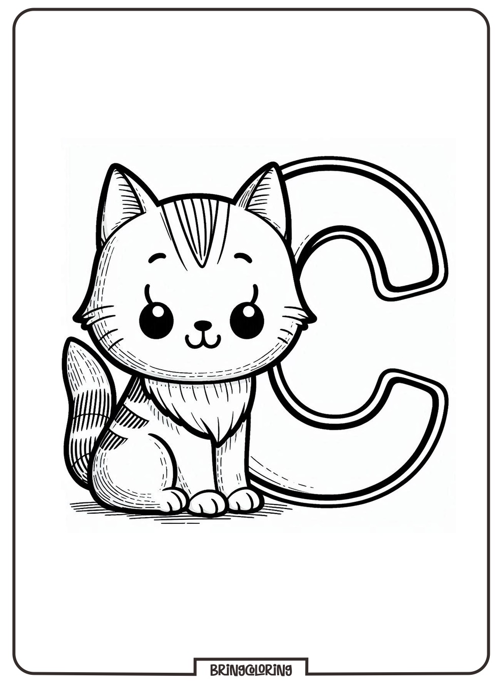 Alphabet Letter C with Cat Coloring Pages 3 Alphabet Letter C with Cat Coloring Pages for Kids