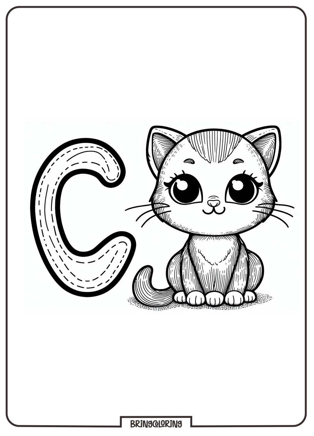 Alphabet Letter C with Cat Coloring Pages 4 Alphabet Letter C with Cat Coloring Pagess