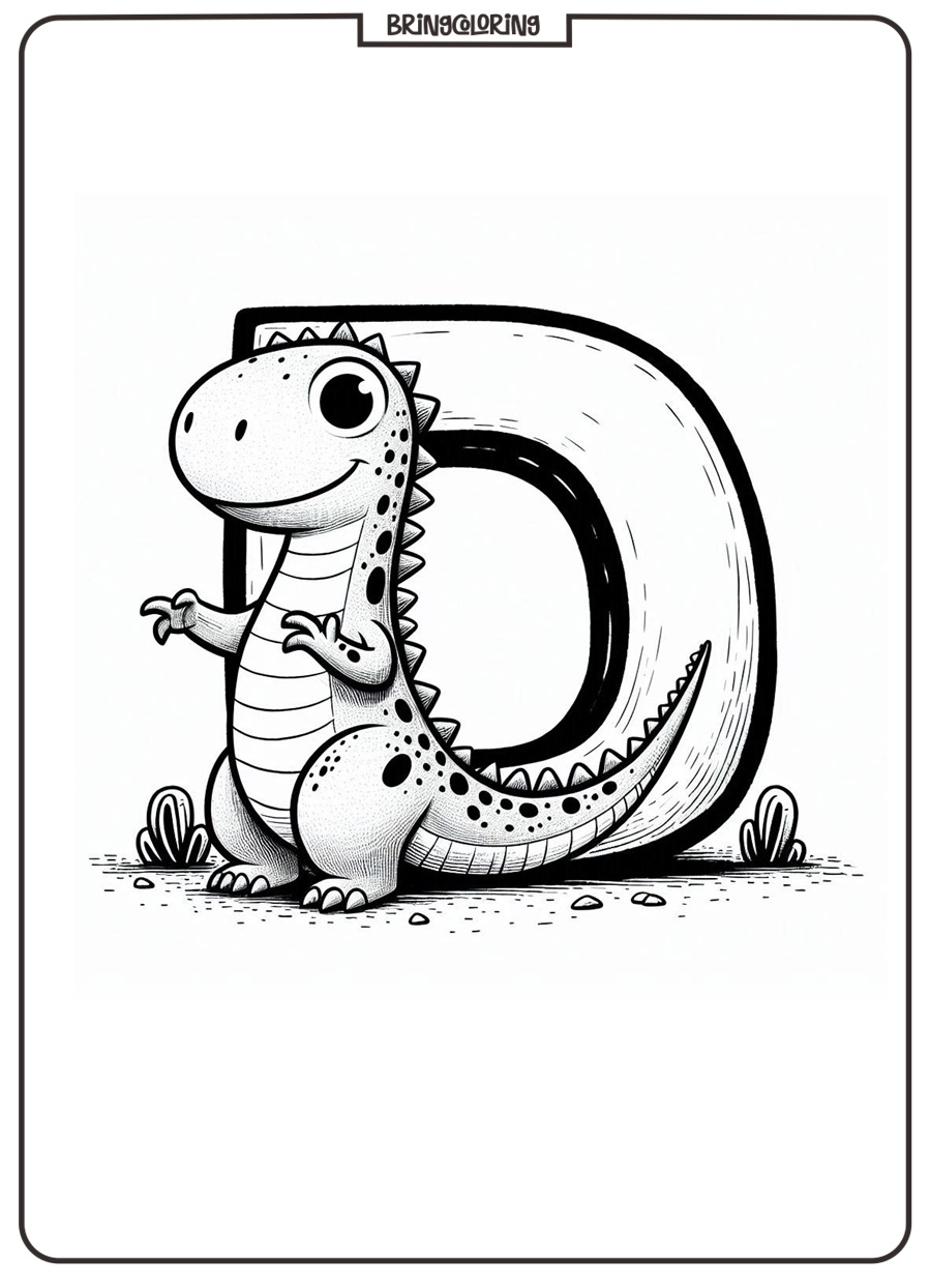 Alphabet Letter D with Dinosaur Coloring Pages 1 Alphabet Letter D with Dinosaur Coloring Page bringcoloring