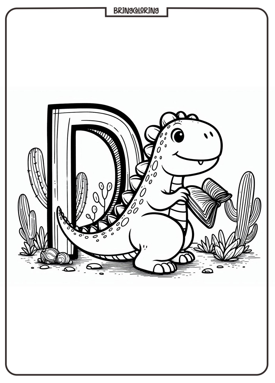 Alphabet Letter D with Dinosaur Coloring Pages 3 Alphabet Letter D with Dinosaur Coloring Pages Online