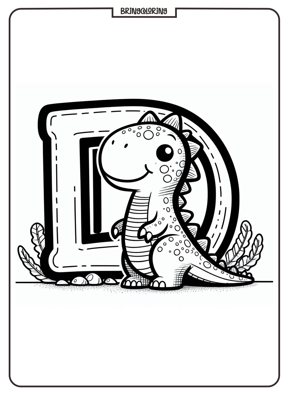 Alphabet Letter D with Dinosaur Coloring Pages 2 Alphabet Letter D with Dinosaur Coloring Pages for Kids