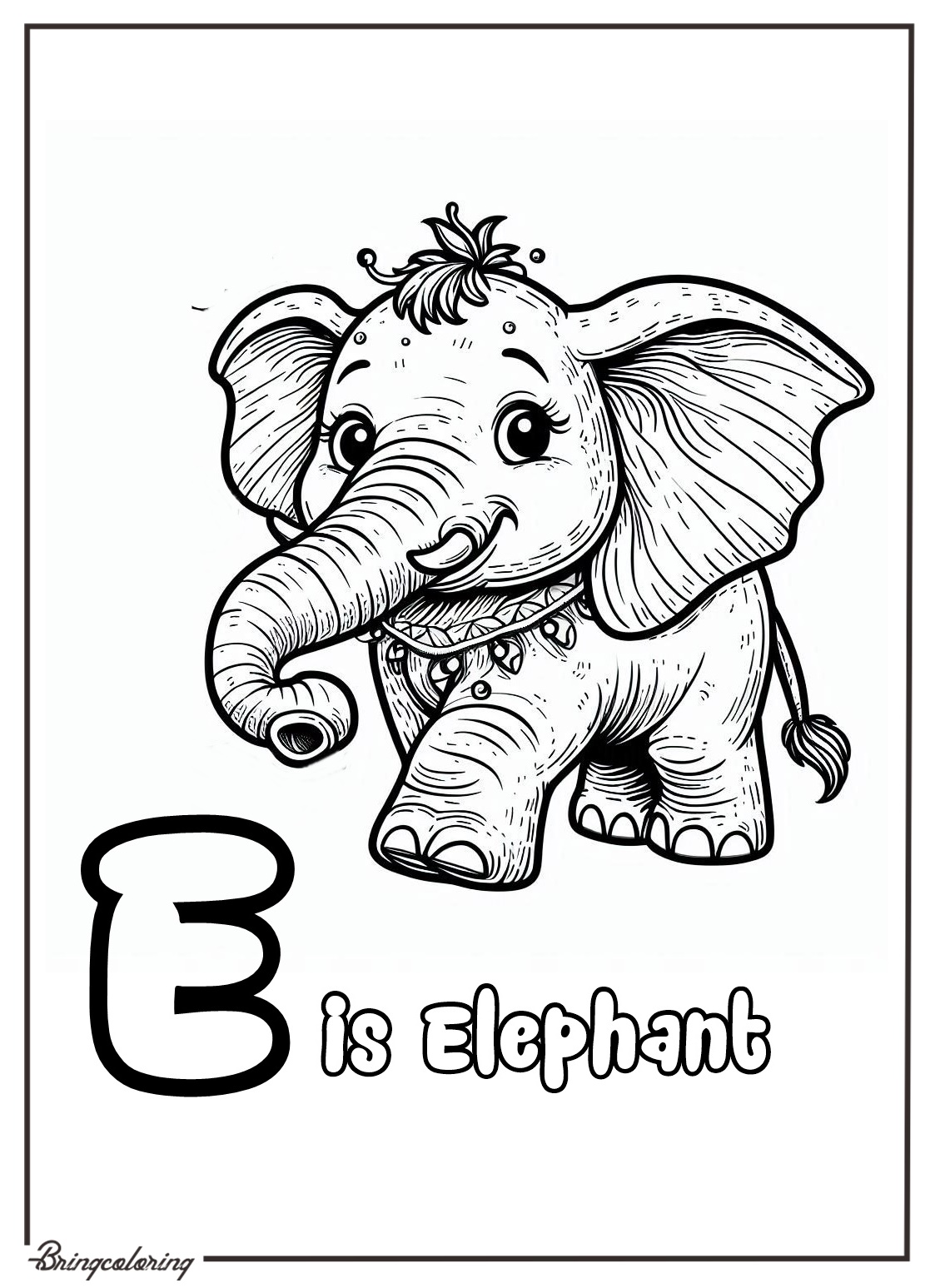 Alphabet Letter E with Elephant Coloring Pages 4 Alphabet Letter E with Elephant Coloring Pages