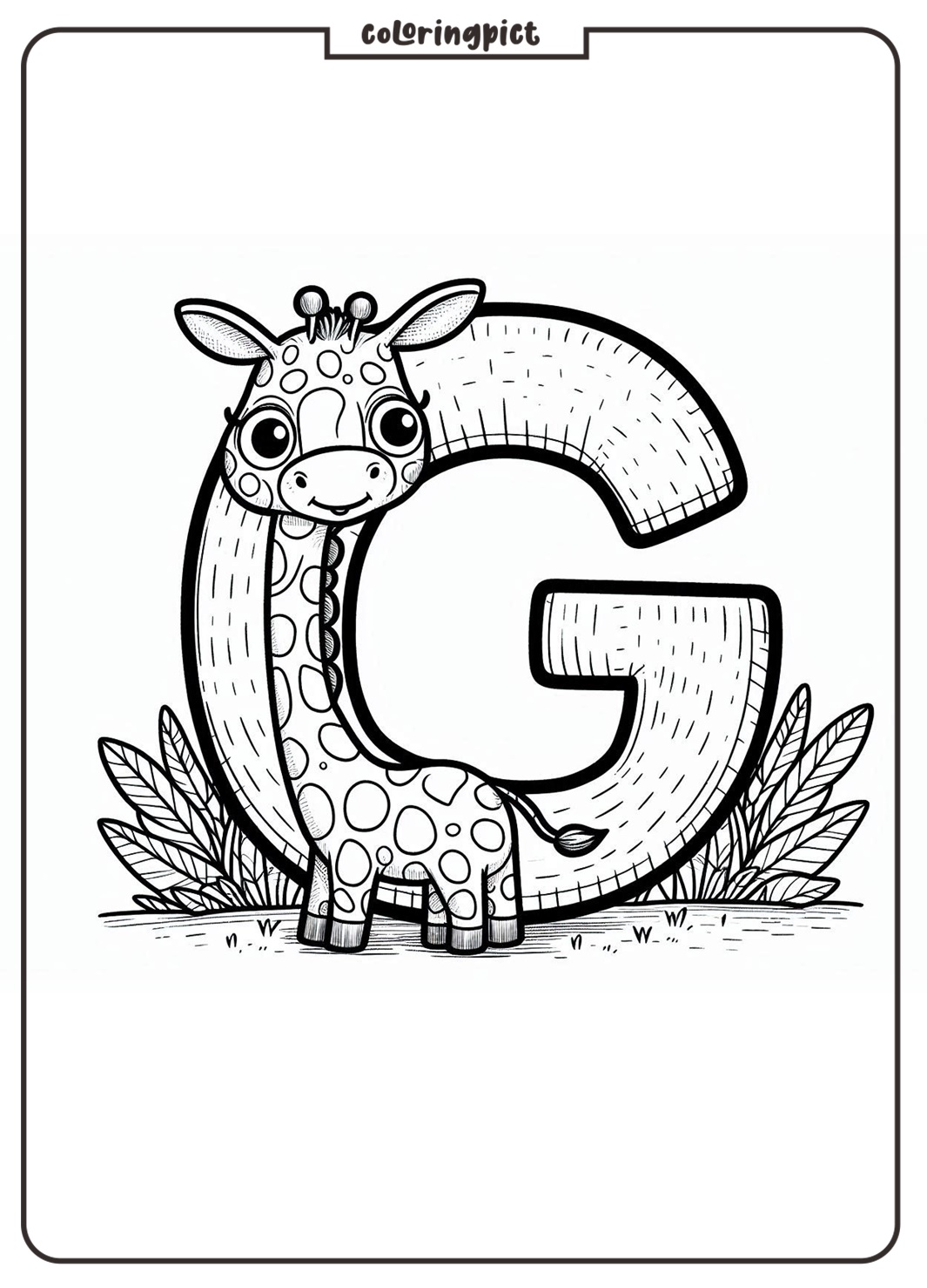 Alphabet Letter G with Giraffe Coloring Pages 4 Alphabet Letter G with Giraffe Coloring Page