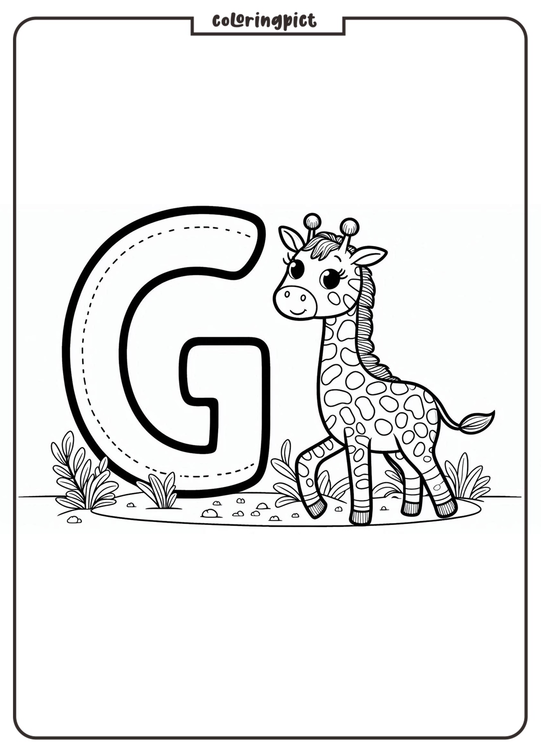 Alphabet Letter G with Giraffe Coloring Pages 5 Alphabet Letter G with Giraffe Coloring Pages for Kids