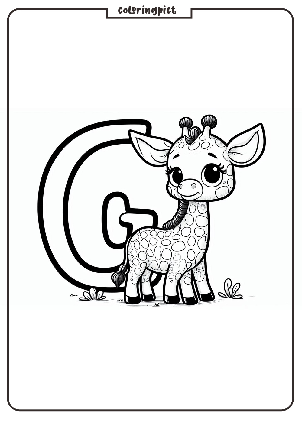 Alphabet Letter G with Giraffe Coloring Pages 2 Alphabet Letter G with Giraffe Coloring for Kids