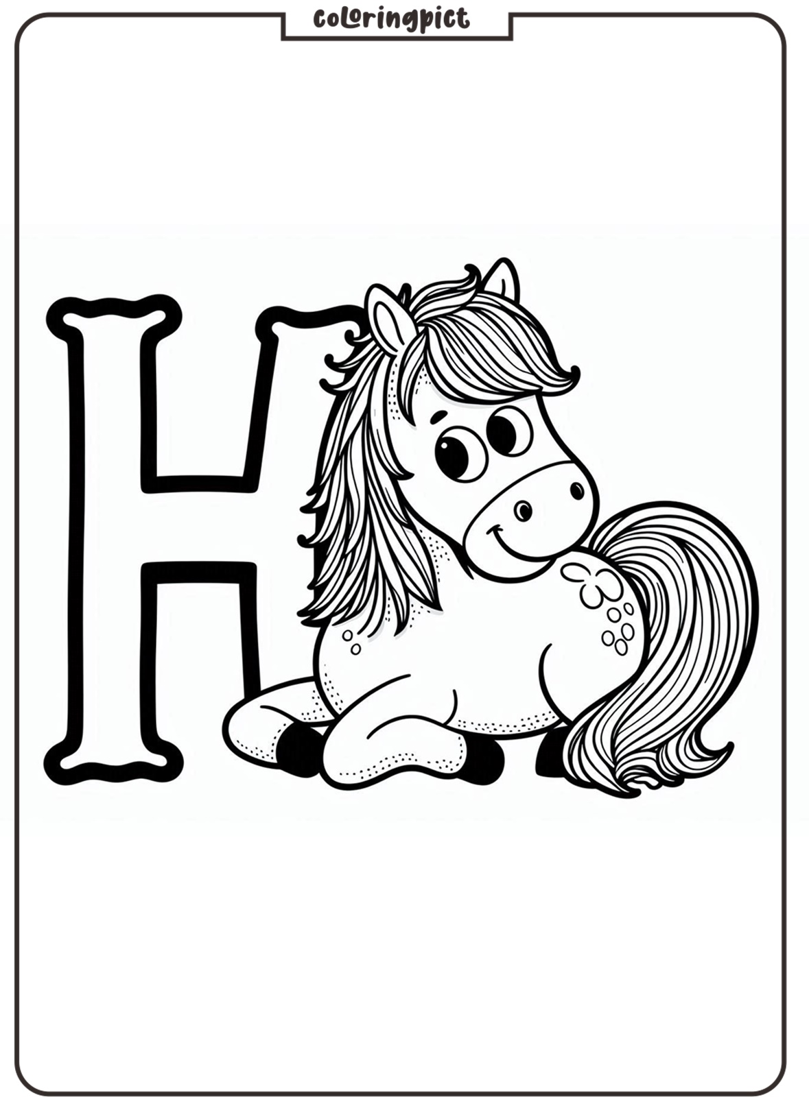 Alphabet Letter H with Horse Coloring Pages 2 Alphabet Letter H Horse Coloring Page
