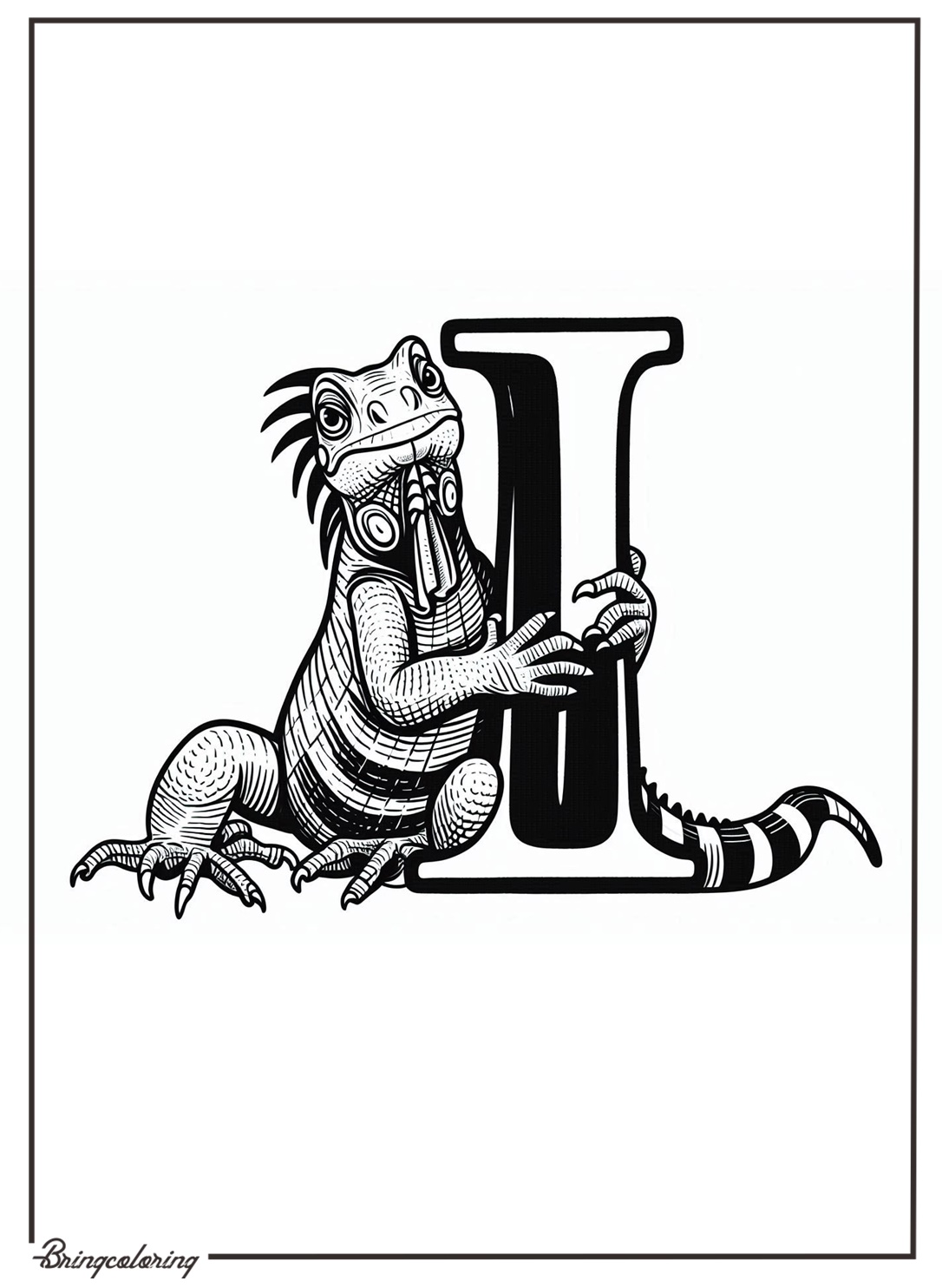 Alphabet Letter I with Iguana Coloring Pages 3 Alphabet Letter I with Iguana Coloring Pages for Kids