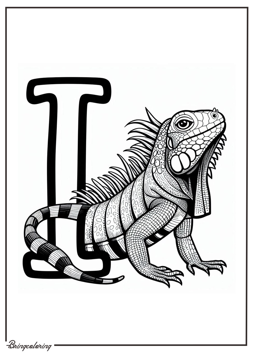 Alphabet Letter I with Iguana Coloring Pages 2 Alphabet Letter I with Iguana Coloring for Kids