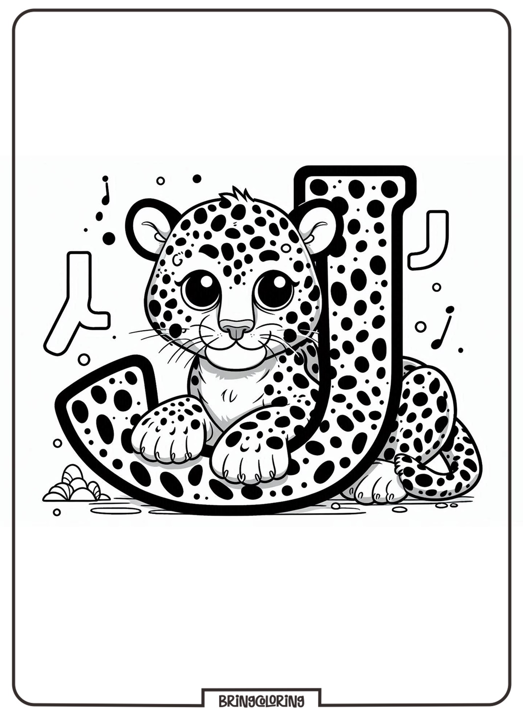 Alphabet Letter J with Jaguar Coloring Pages 1 Alphabet Letter J with Jaguar Coloring Page for Kids