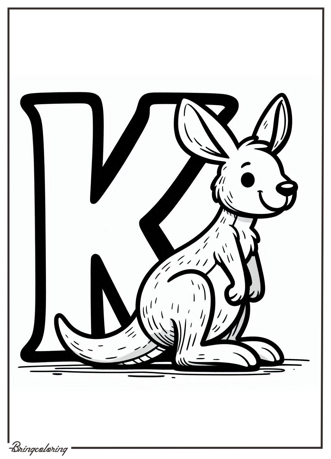 Alphabet Letter K with Kangaroo Coloring Pages 2 Alphabet Letter K with Kangaroo Coloring Page for Kids
