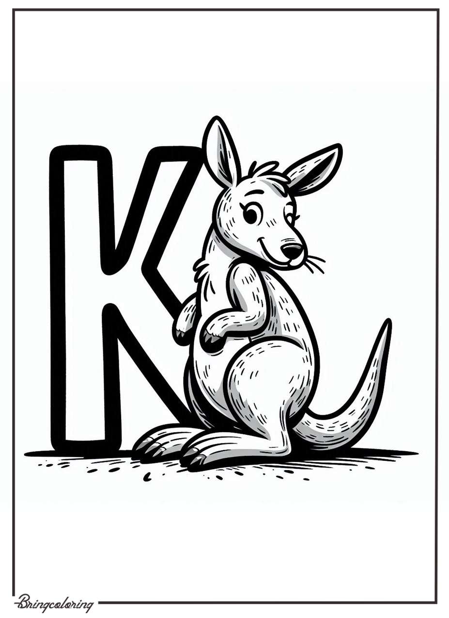 Alphabet Letter K with Kangaroo Coloring Pages 4 Alphabet Letter K with Kangaroo Coloring Pages Online