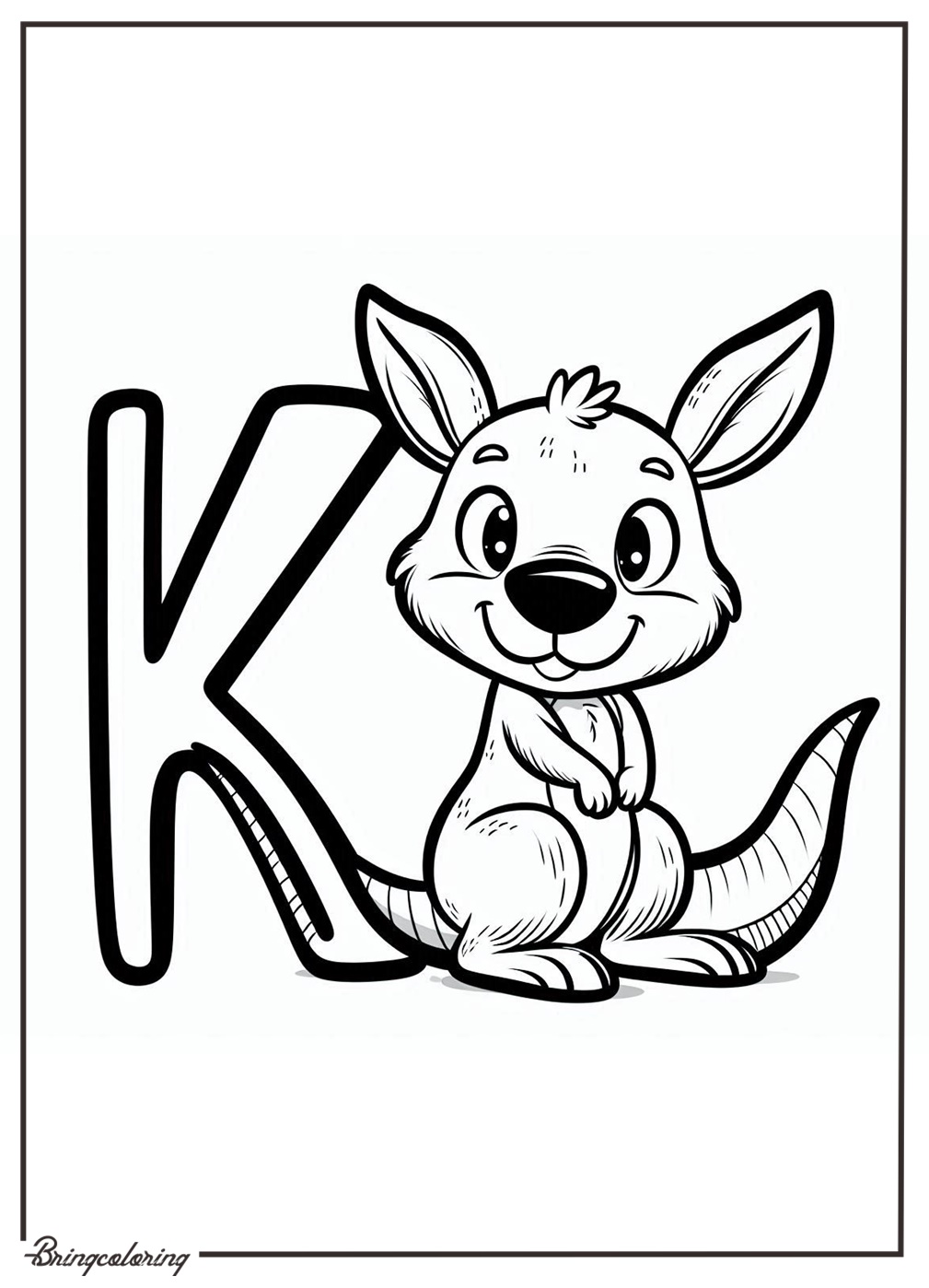 Alphabet Letter K with Kangaroo Coloring Pages 3 Alphabet Letter K with Kangaroo Coloring Pages for Kids