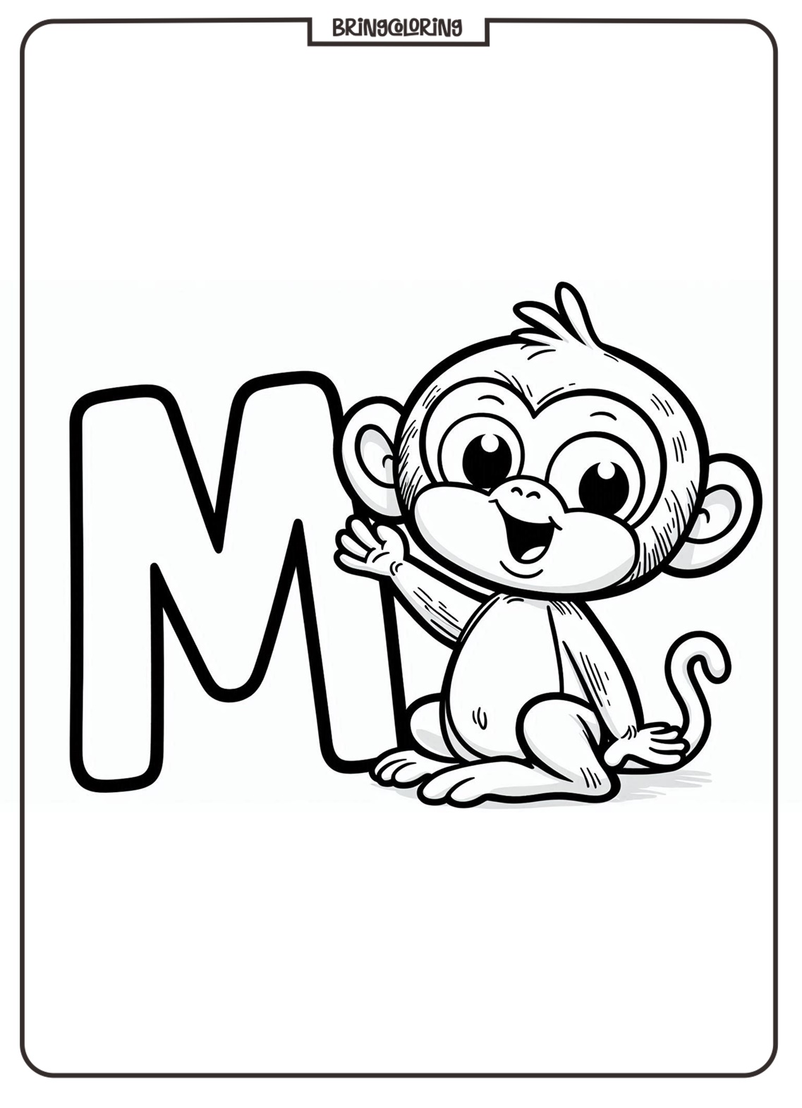 Alphabet Letter M with Monkey Coloring Pages 3 Alphabet Letter M with Monkey Coloring Page for Kids