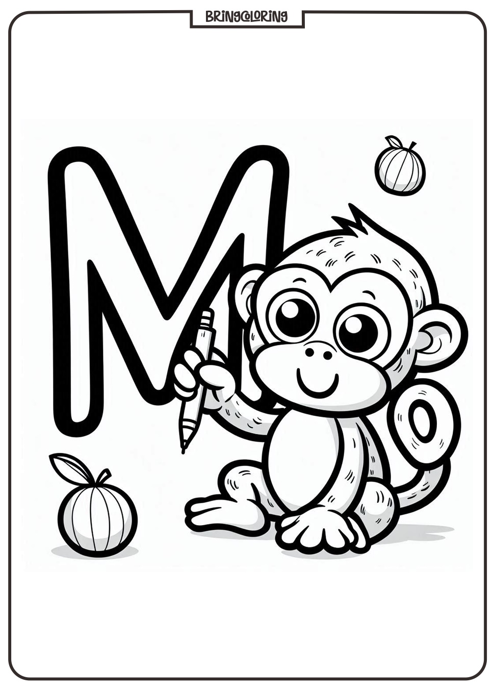 Alphabet Letter M with Monkey Coloring Pages 4 Alphabet Letter M with Monkey Coloring Pages for Kids
