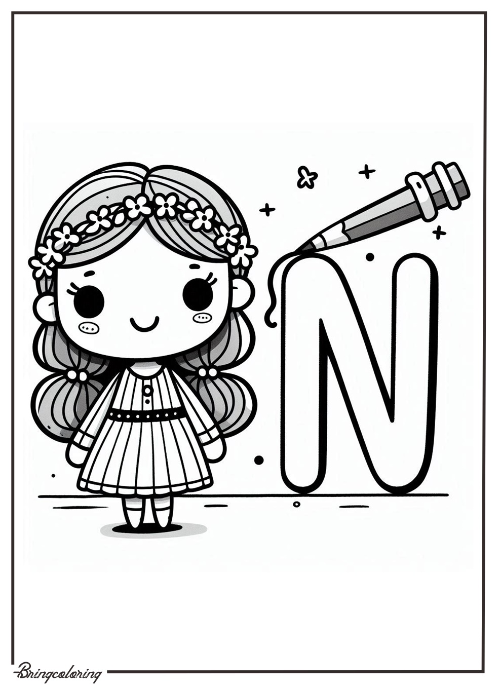 Alphabet Letter N Coloring Pages for Kids 2 Alphabet Letter N Coloring Pages for Kids