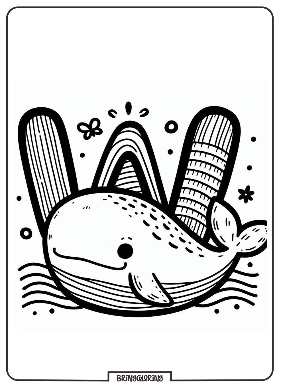 Alphabet Letter W with Whale Coloring Online Page - bringcoloring.com
