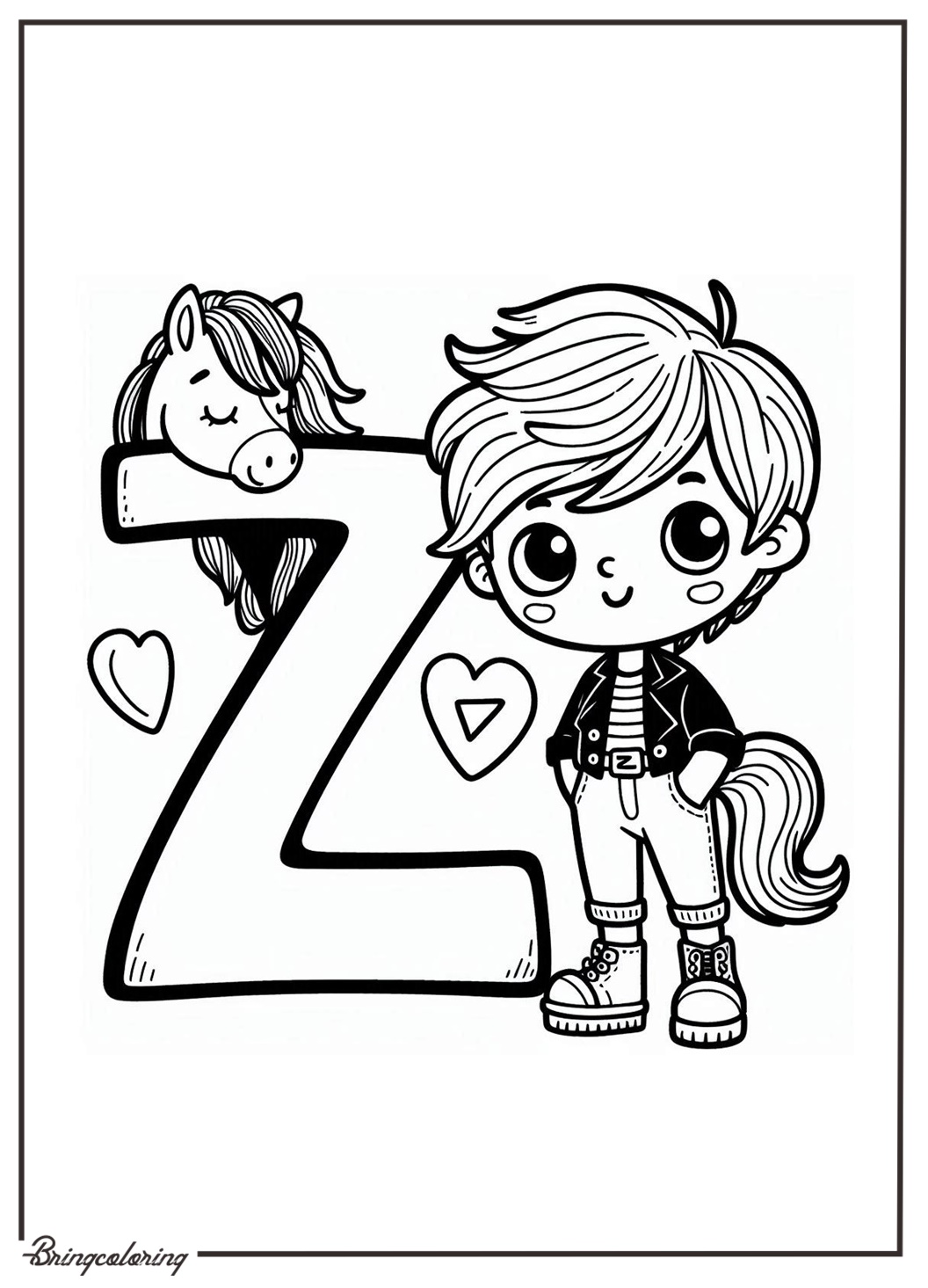 Alphabet Letter Z with Zebra Coloring Pages 2 Alphabet Letter Z with Zebra Coloring Pages - bringcoloring.com