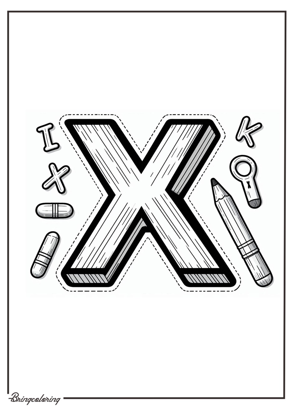 Alphabet Letter X Coloring Pages 1 Alphabet letter X Coloring Online Page - bringcoloring.com
