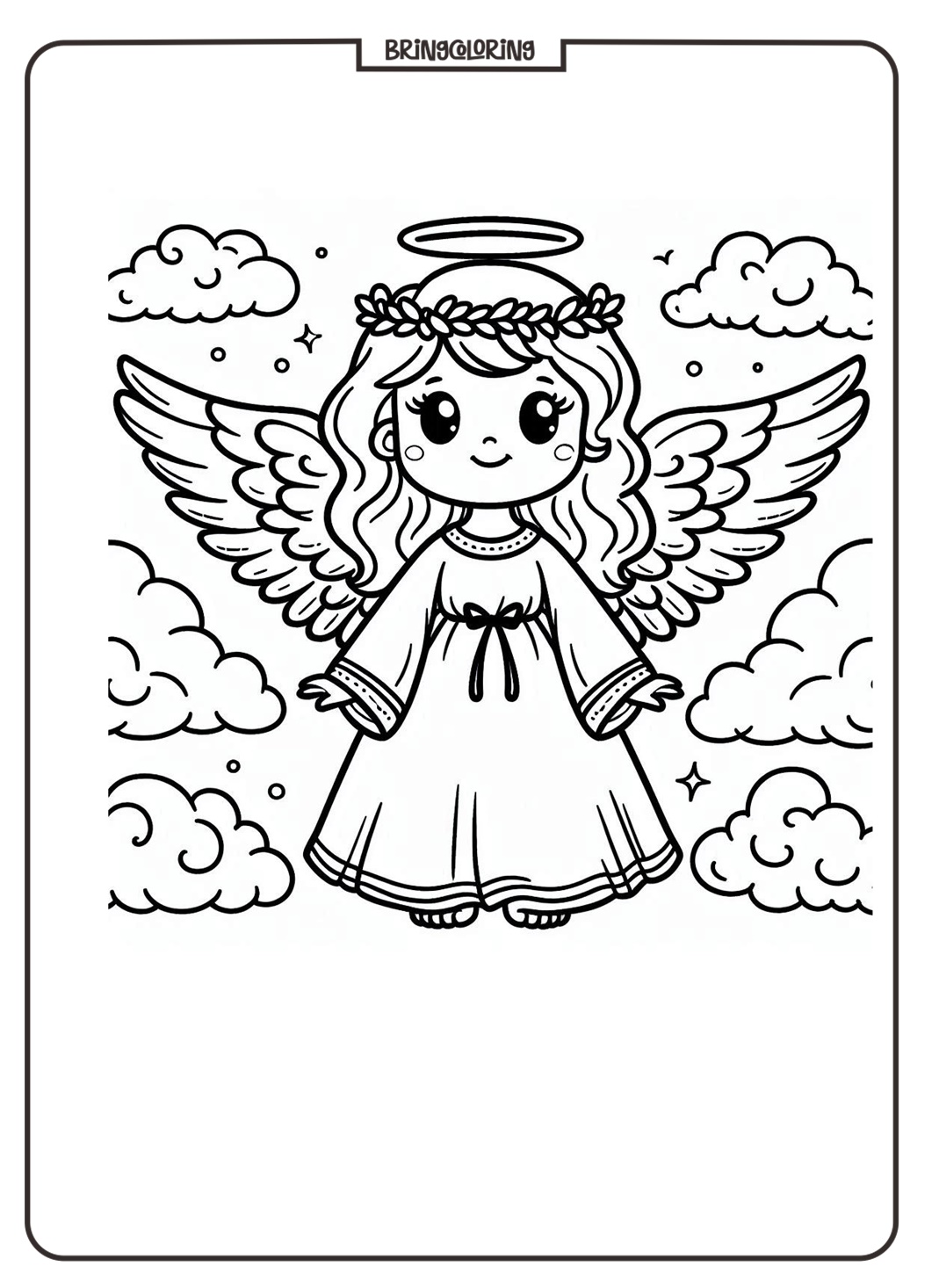 Angel Coloring Pages for Kids 1 Angel Coloring Page Online for kids