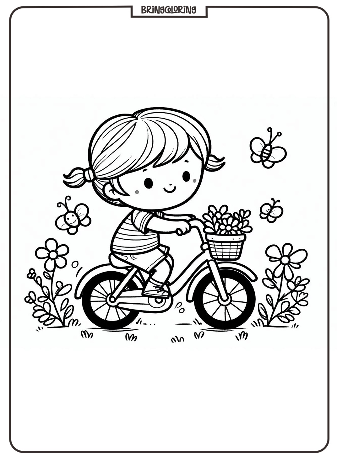 Cute Anime Girl Riding Bicycle Coloring Pages 1 Anime Girl Riding Bicycle Coloring Page bringcoloring