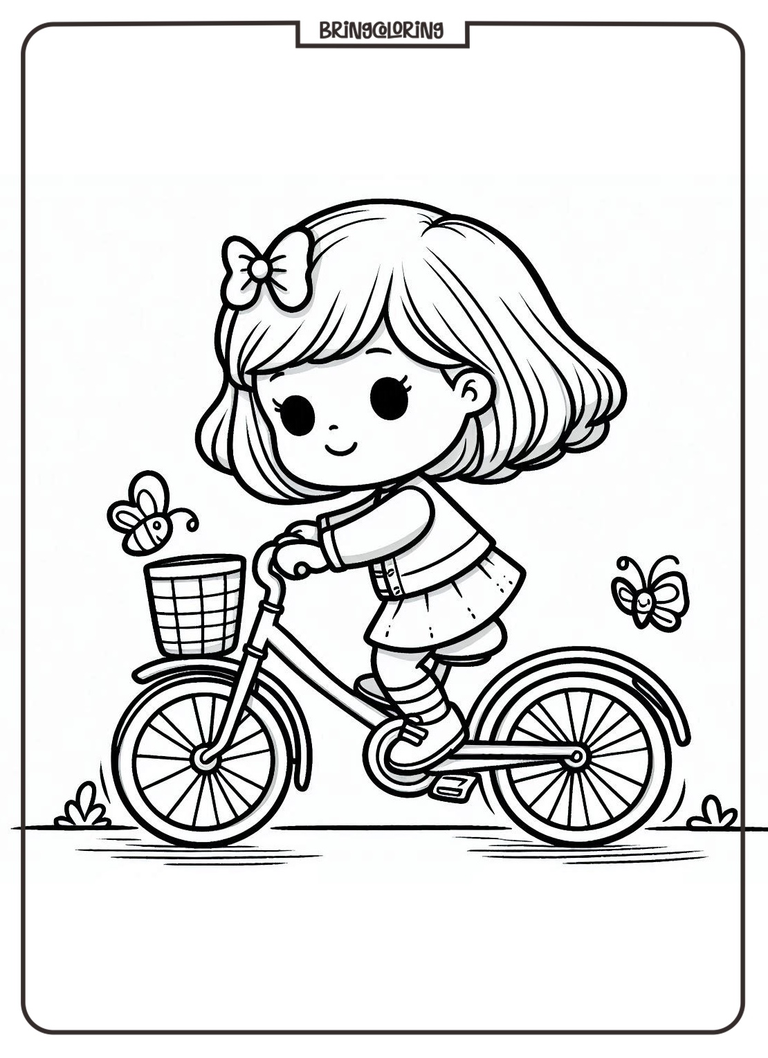 Cute Anime Girl Riding Bicycle Coloring Pages 3 Anime Girl Riding Bicycle Coloring Pages