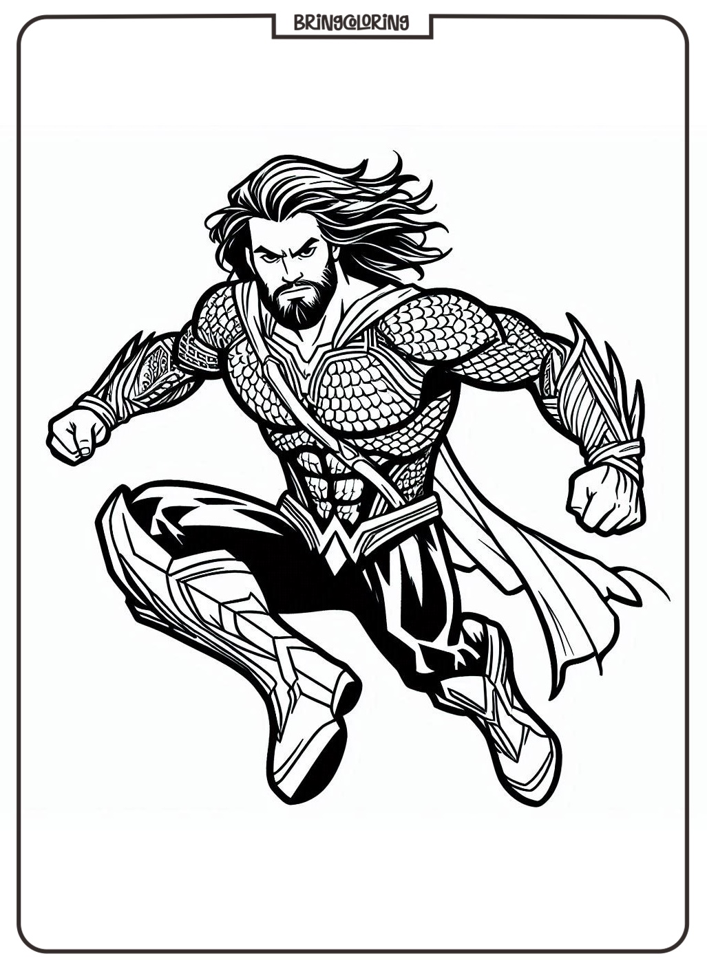 Get Ready to Dive Under the Sea with Aquaman Coloring Pages 1 Aquaman Coloring Online Page
