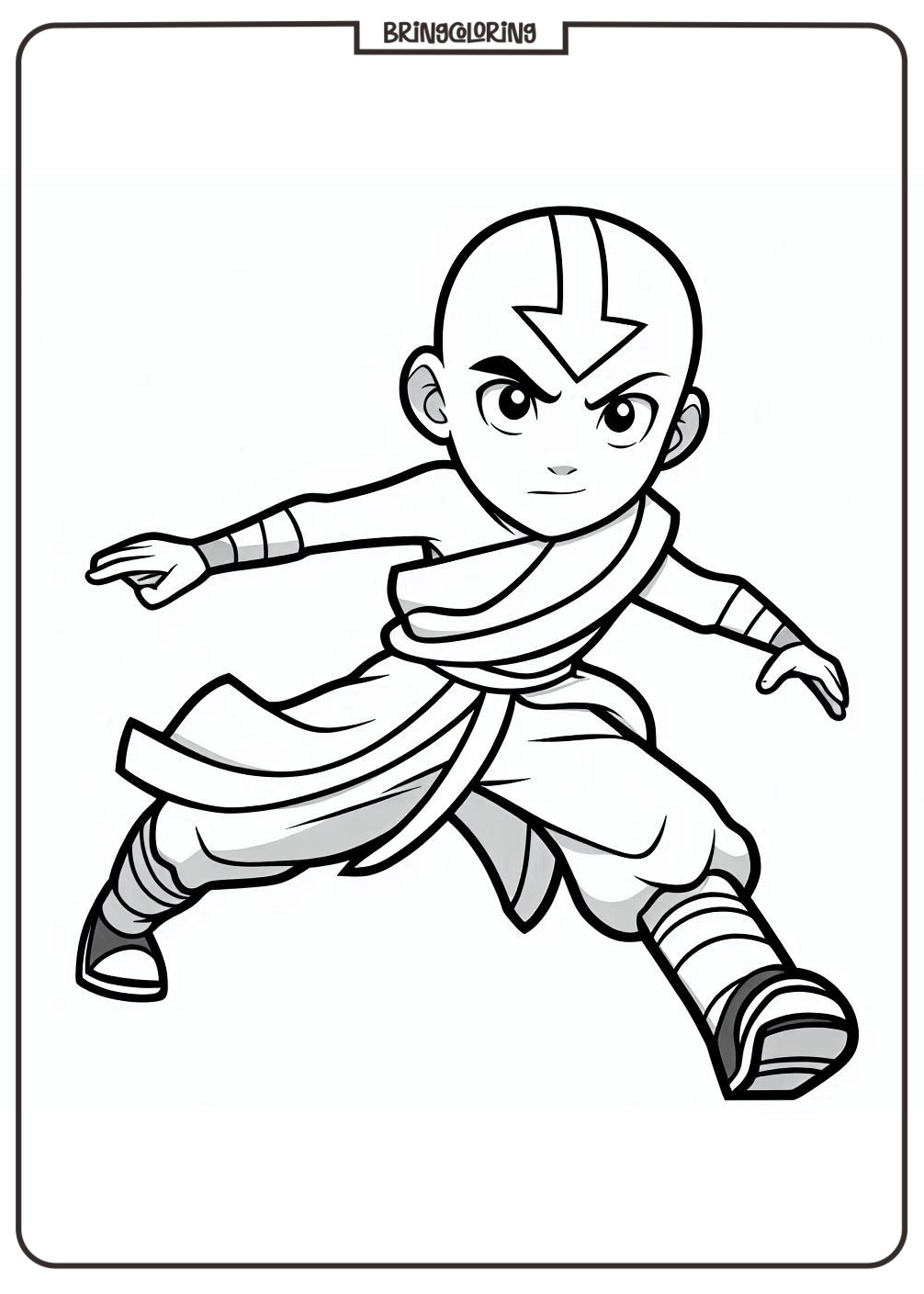 Aang from Avatar, The Last Airbender is a Brave and Fun Hero 2 Avatar Aang Coloring Online Pages for Kid