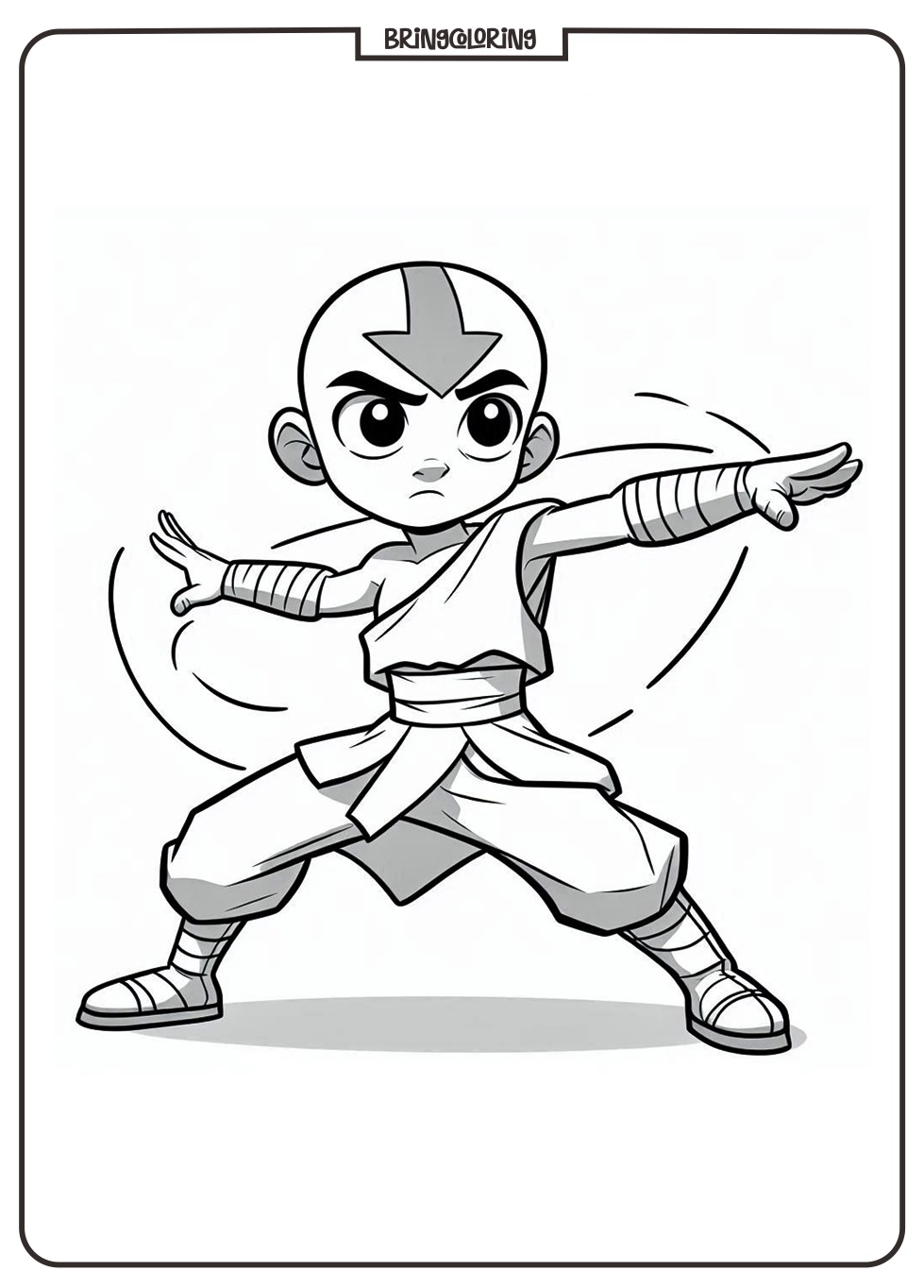 Aang from Avatar, The Last Airbender is a Brave and Fun Hero 3 Avatar Aang Coloring Online Pages for Kids